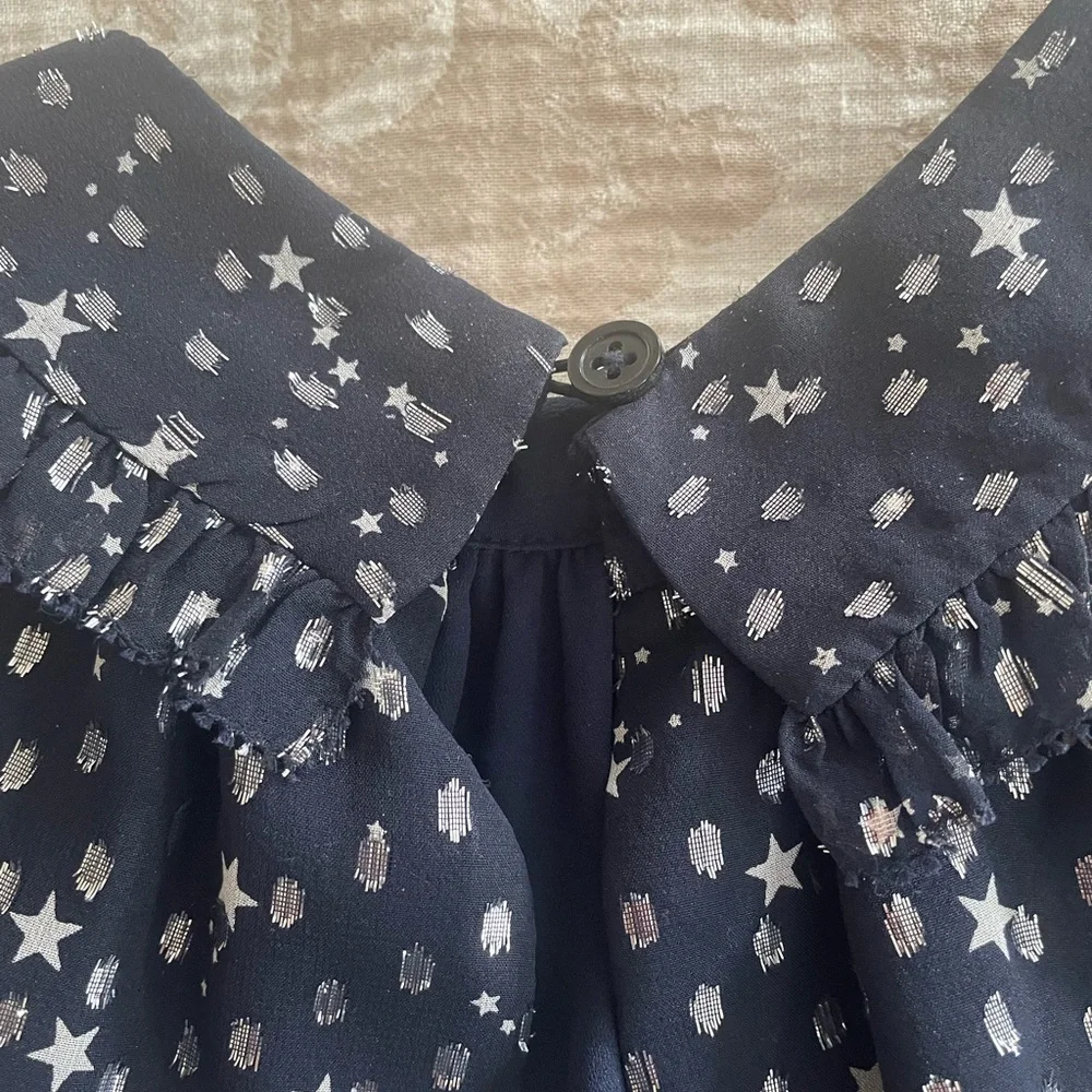 Kate Spade size S Navy Blue Sleeveless Blouse with Silver Star Pattern - Picture 7 of 8